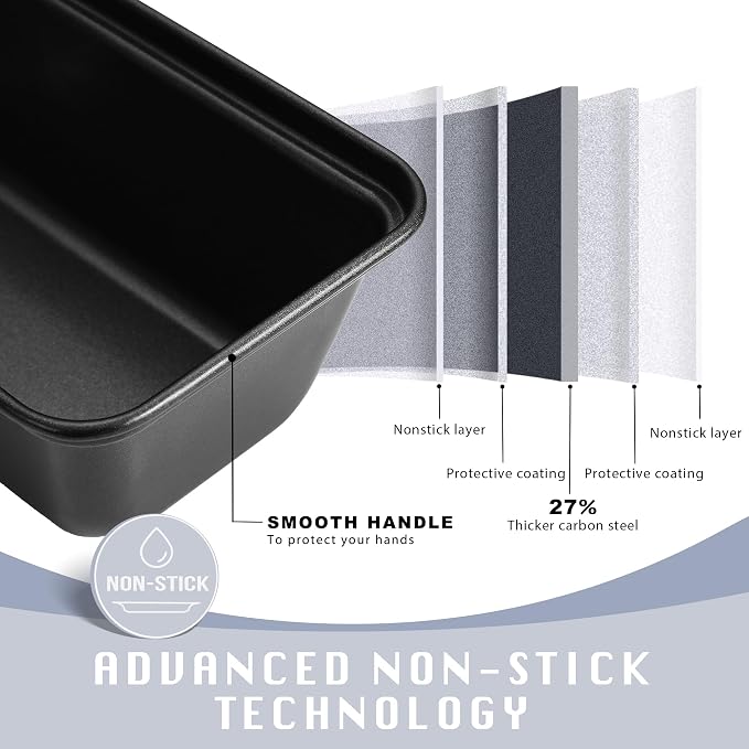HONGBAKE 6 Pack Mini Loaf Pan for Baking Bread, 6 x 3.3 x 2 Inches Nonstick Small Banana Bread Tins Set for Homemade,Tiny Carbon Steel Meatloaf Pan - Dark Grey