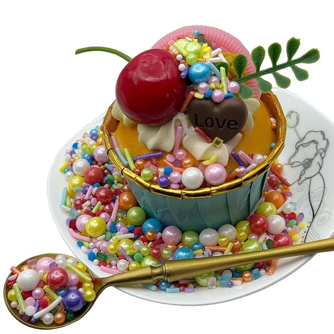 CandiJumpin Rainbow Pearl Sprinkles, Edible Pearls and Jimmies Mix Rainbow Sprinkles Crunchy Jimmies Edible Pearls for Cake Decorating Pearl Decoration for Baking Baby Shower Party Birthday Wedding Christmas Supplies 3 OZ