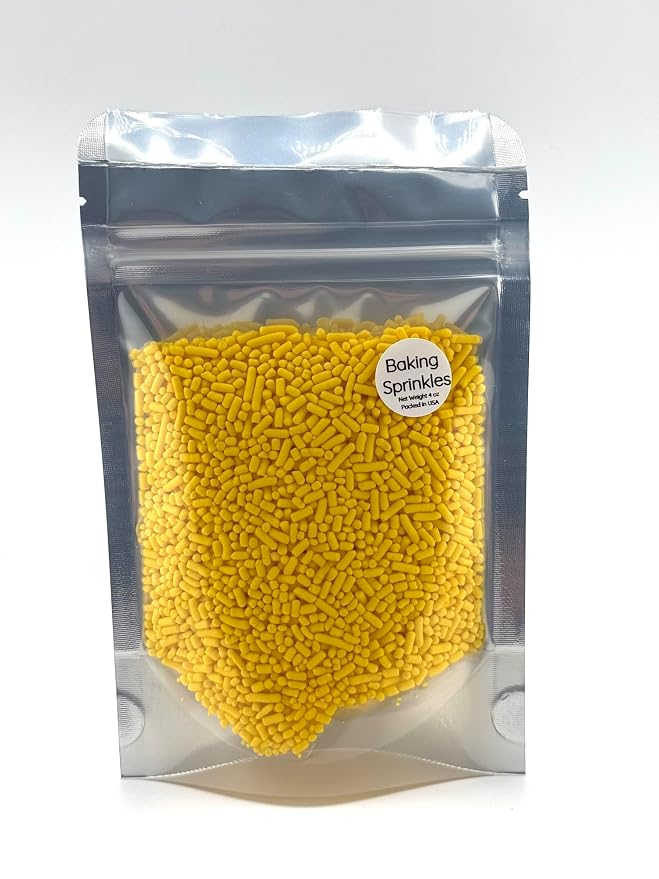 Yellow Sprinkles 4oz pack for Baking Cakes, Cupcakes, Cookie Decorations, Ice Cream and Donut Toppings Edible Decorating Baking Supplies (Yellow)