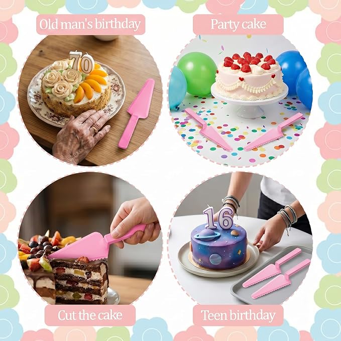 6 Pcs Plastic Cake Knife, 9.1inch Plastic Cake Cutter, Plastics Pizza Cutters for Wedding Party, Pie, Pastry Slicer Serving Utensils for Kitchen