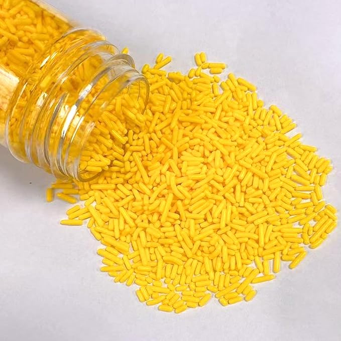 PhilaeEC Yellow Jimmies Sprinkle Edible Soft Jimmies Sprinkle for Cake Decoration Cupcake Topper Cookie Baking Decorations Halloween Christmas Valentine Supplies 2.75oz/78g
