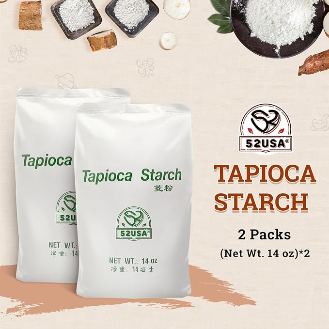 52USA Tapioca Starch, 28 oz (Pack of 2), Premium Thickener for Cooking, Baking, Bubble Tea & Food Thickening