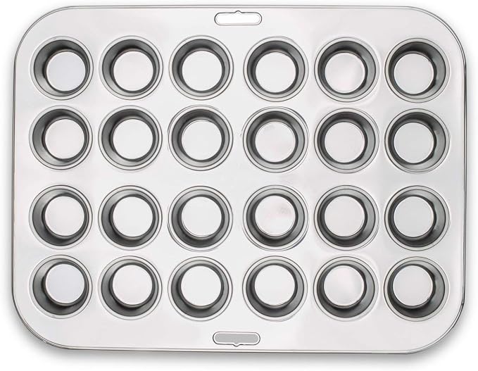 Fox Run Mini Muffin and Cupcake Pan, 24 Mini Cups, Stainless Steel Baking Pan, 10.5 x 13.75 x 1.5 inches
