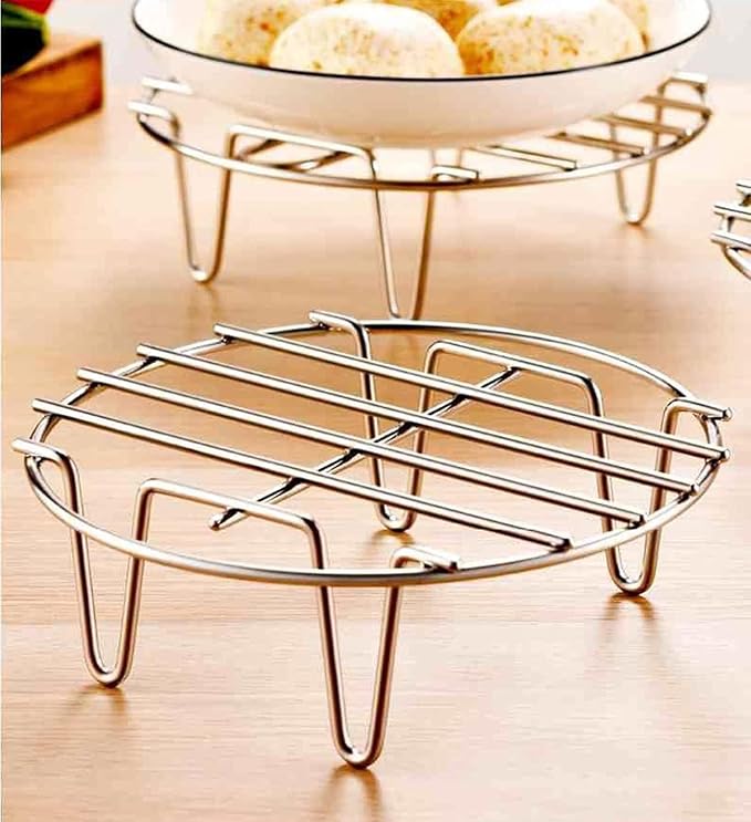 13.8" Round Cooking Rack Versatile Stainless Steel Grid Grill Steamer Rack, Fits Air Fryer Pot Pressure Cooker Canning