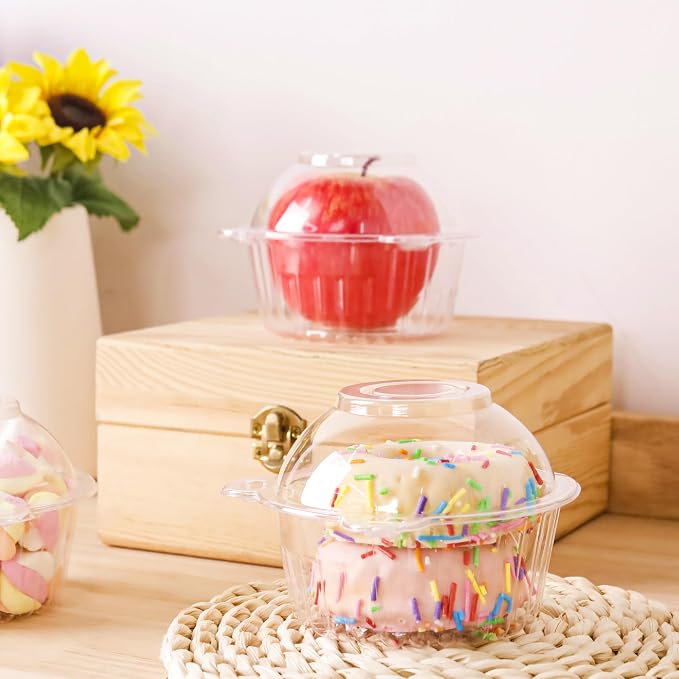 NPLUX 150 Pack Individual Cupcake Containers Plastic Cupcake Holders Deep Dome Muffin Containers