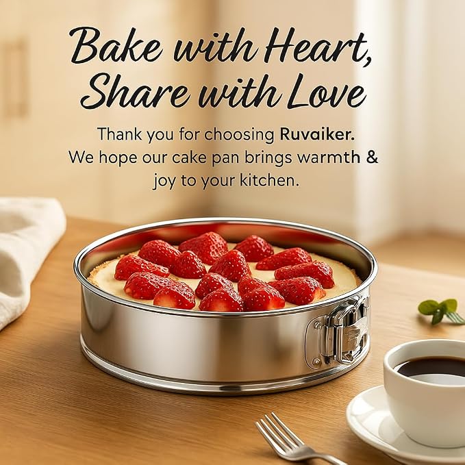 9" 10" Springform Pan with Removable Bottom,304 Stainless Steel, Uncoated & Non-stick Round Spring Form Cake Mold Cheesecake Pan for Baking