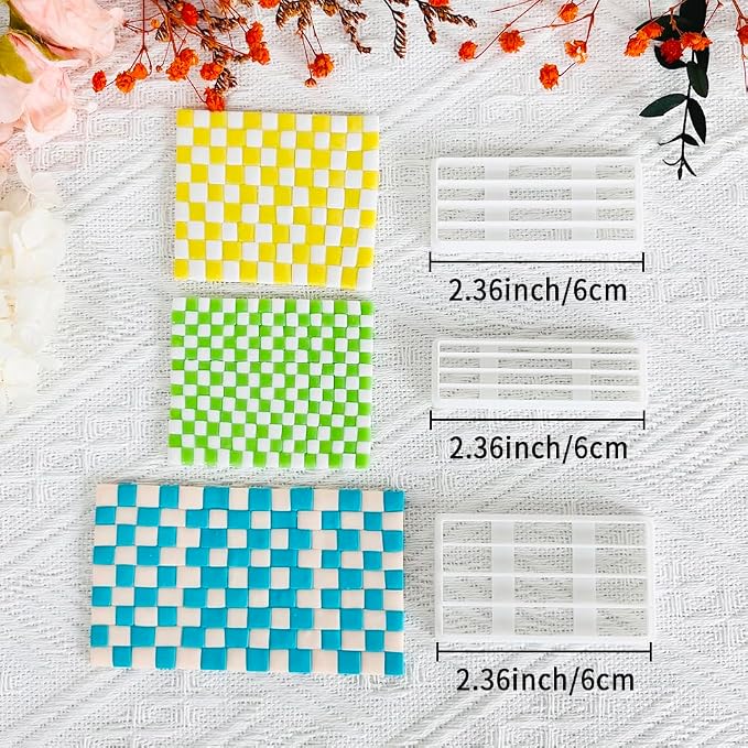 Xaekicr 3PCS Woven Texture Polymer Clay Cutters for Earrings – Clay Cutters Set for DIY Jewelry Making, Geometric Grid Polymer Clay Molds, Clay Tools for Artists and Beginners