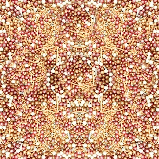 Confect Rose Gold & Pearl Edible Sprinkles Mix – Metallic Cake & Cupcake Toppers, Cookie & Dessert Decoration | Wedding, Birthday, Party Baking Supplies | Vegan, Gluten-Free, Nut-Free, Soy-Free, Dairy-Free, Palm Oil-Free- 4.2 Oz