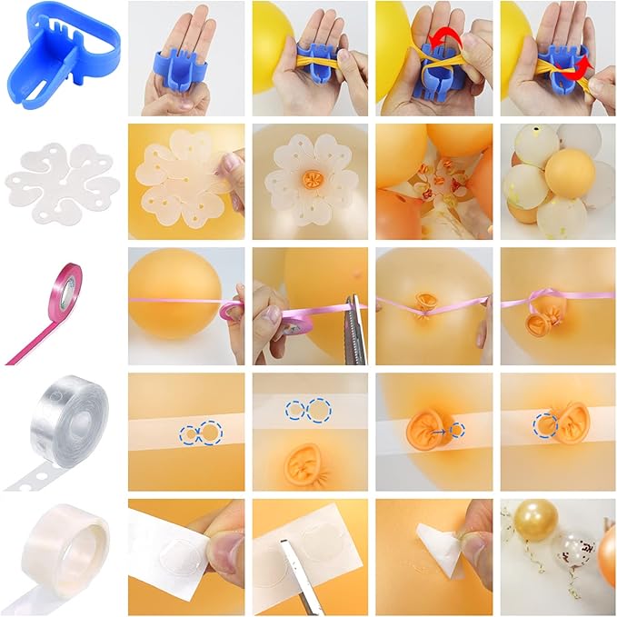FLSEPAMB Balloon Pump, Electric Balloon Pump, Portable Dual Nozzle 110V 600W Electric Balloon Blower, Balloon Pump for Party Decorations with Tying Tool, Colored Ribbons