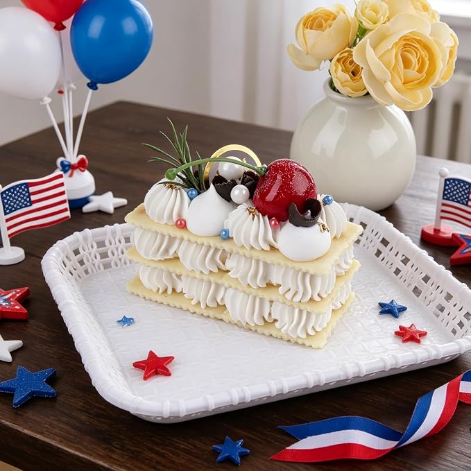 Red White and Blue Pearl Sprinkles for Baking Edible, 4th of July Sprinkles, Patriotic Sprinkles with 4 Sizes Sugar 130g/4.6oz, Cupcake, Ice Cream, Donuts, Macaron Toppings Supplies (2mm, 4mm, 7mm, 1cm)