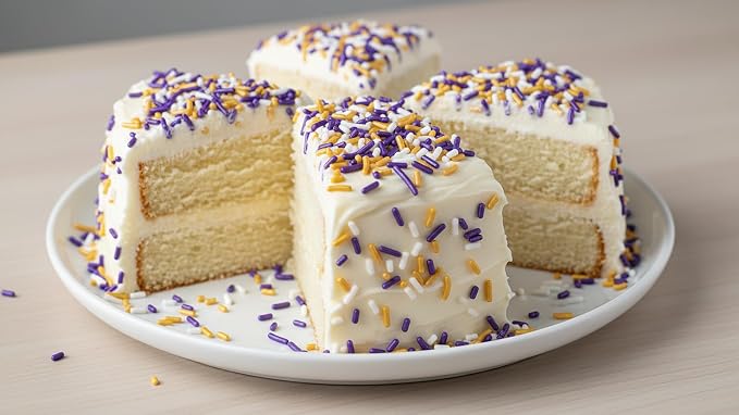 NCS Minnesota Game Day Purple, Gold & White Jimmies Edible Sprinkles – Cupcake, Cake & Cookie Decorations, 7 oz