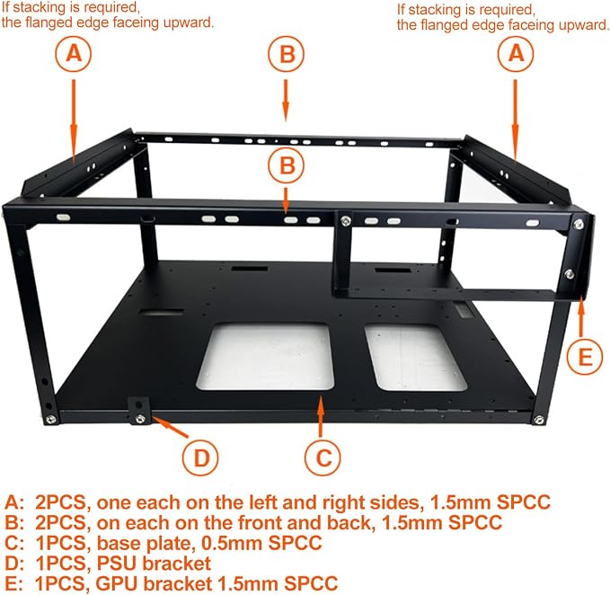 PC Test Bench,Open Air PC Case,Open Frame Computer Chassis, DIY Stackable Techbench Server Rack Mount PC Case for ATX MATX ETAX X79 X99 X10DRL-I X12DPI-N6 Micro ATX Motherboards