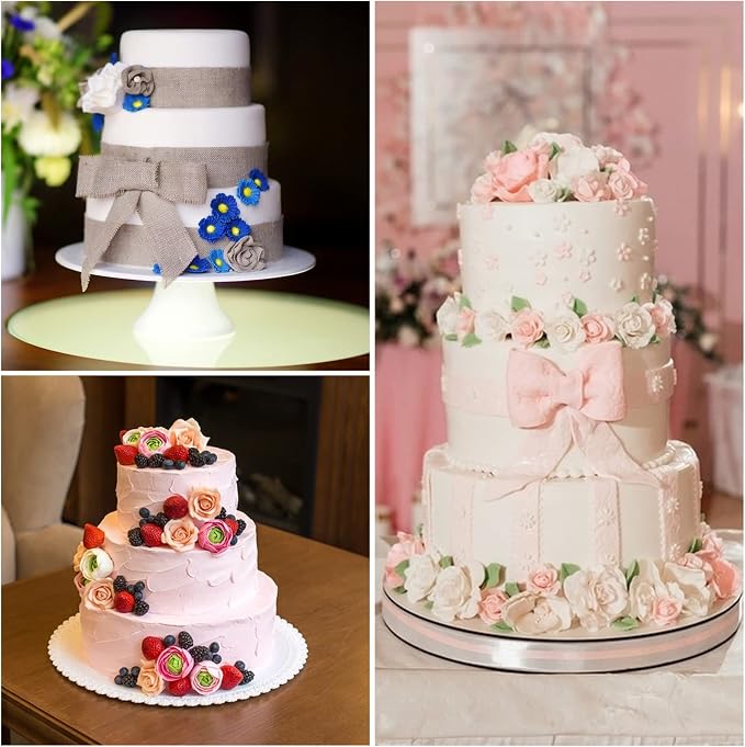 Thinp 15 Pcs Cake Dowels Rods with 3 Cake Boards Set, 4 6 8 Inch Plastic Tiered Cakes Supports, Reusable Hollow Stacking Dowels for Wedding Birthday Party Cakes Construction Supplies