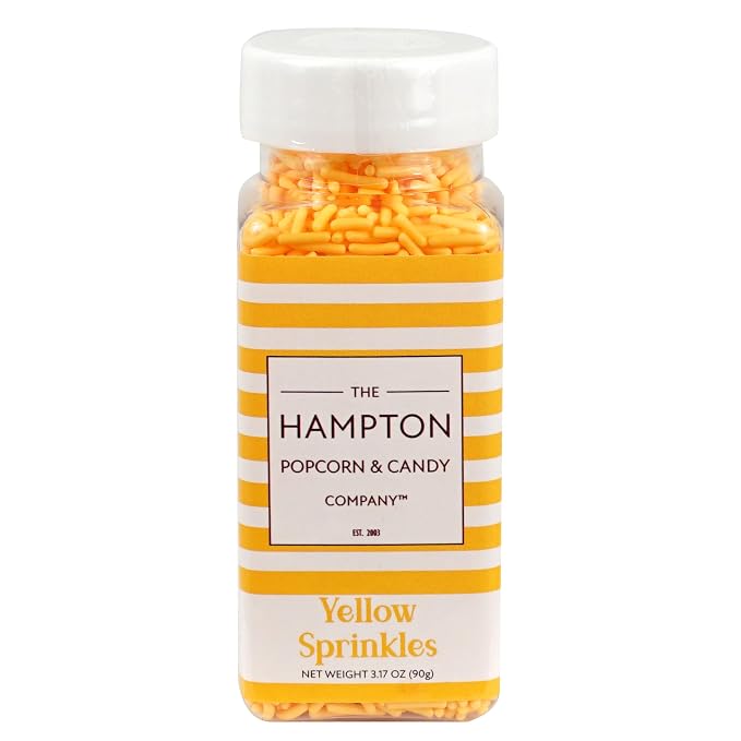 Yellow Sprinkles Jimmies 3.17 oz, Sprinkles For Cake Decorating, Cake Sprinkles, Sprinkles For Baking, Ice Cream & More, The Hampton Candy Company