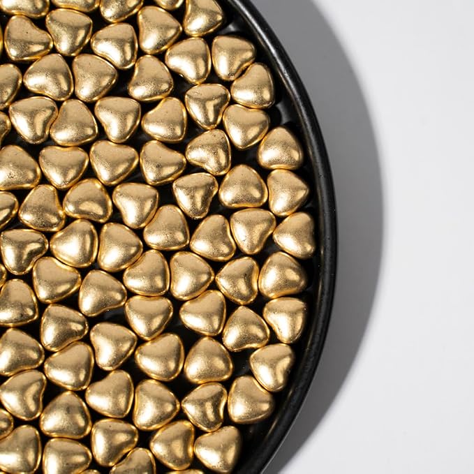 NIPEOR Gold Sparking Heart Sprinkles4.6oz/130g,Edible Pearl Candy Wedding Cake Topping Christmas Sprinkles for Cake Decorating,Cupcake Sugar Candy Sprinkles (Golden Sparkling Heart)