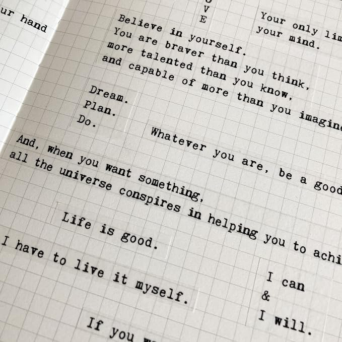 4 Sheets Inspirational Quotes Motivational Scripts Planner Stickers Vintage Typewriter Sayings Letters Aesthetic Journal Diary Scrapbook Art Crafts Accessories Stickers