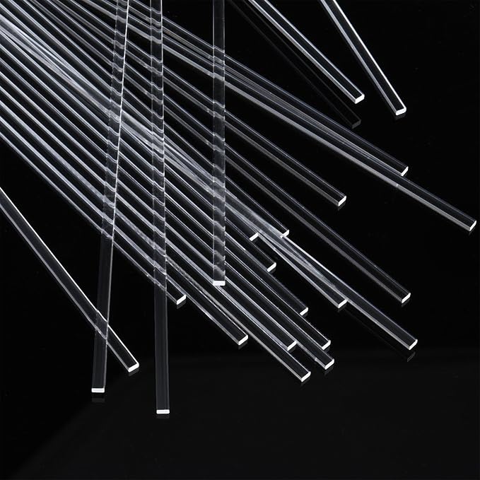 Beeveer 100 Pcs 10" Flat Clear Sticks for Cake Toppers Acrylic Candy Cake Pops Sticks Lollipop Reusable Candy Rods for DIY Cupcake Chocolate Cookie Dessert Decorations