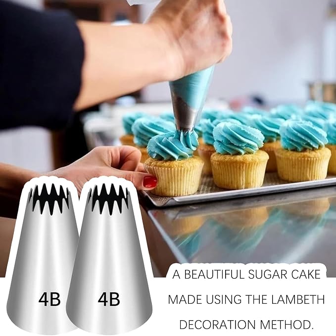 5 Pcs 4b Piping Tip,Piping Tips,Piping Tips For Cake Decorating,Piping Nozzles Decorating Tips,For Cookie And Cake Decorating,Birthday Cake, Cupcake,Diy Cream.