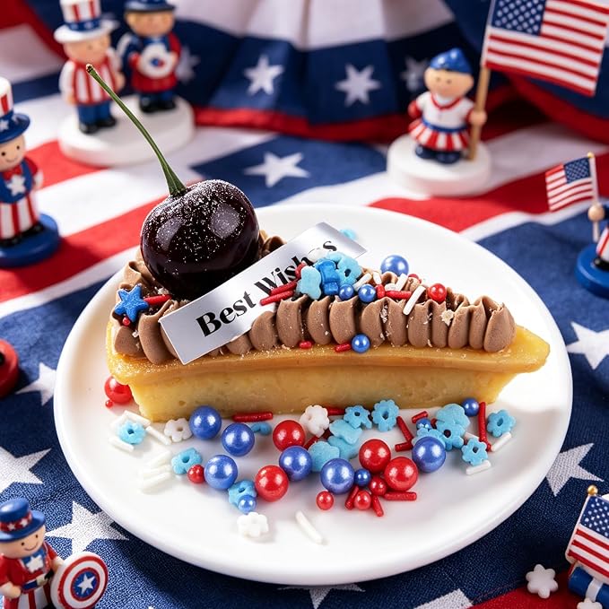 Red White and Blue Sprinkles, Patriotic Sprinkles Mix, 4th of July Sprinkles, Edible Jimmies, Stars, Flowers and Pearls Mixed, Perfect for Cake, Cupcake, Ice Cream, Cookies, Donuts Toppings