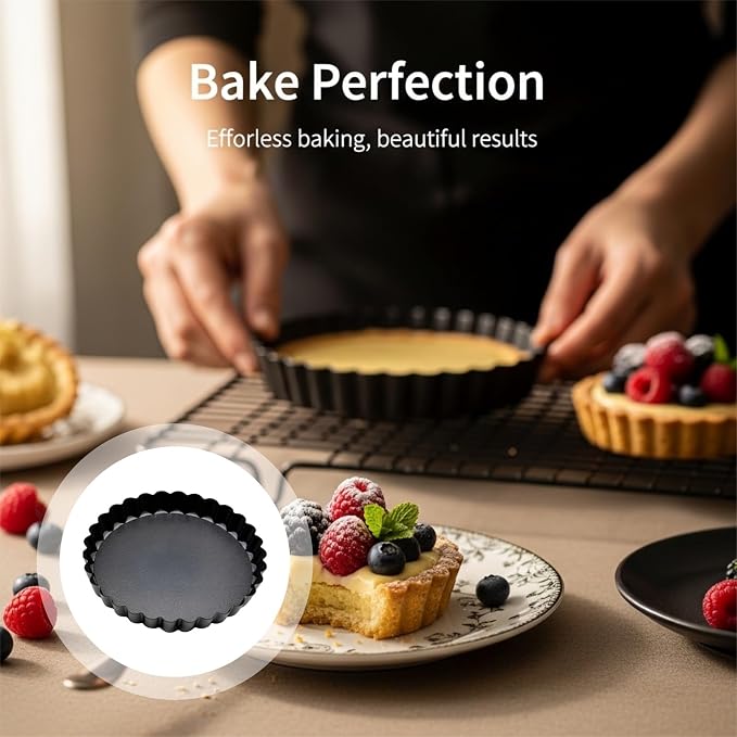 16 Pcs Mini Tart Pans Set, 3.1 inch Tart Pans with Removable Bottoms, Carbon Steel Mini Quiche Pans, Fluted Design for Baking