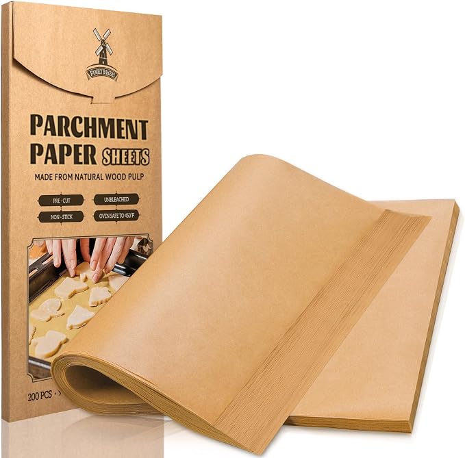 Hiware 200 PCS Parchment Paper Baking Sheets 9x13 IN, Precut Non-Stick Parchment Paper for Baking, Cooking, Grilling, Frying and Steaming - Unbleached, Fit for Quarter Sheet Pans