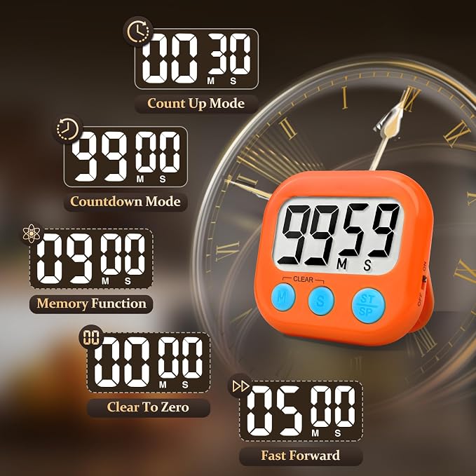 12 Pack Digital Kitchen Timer Small Classroom Timers for Kids Teachers (Orange&Green)