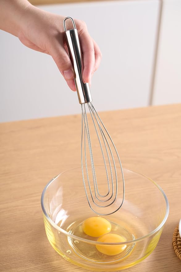10.63" Stainless Steel Flat Whisk,Egg Beater for Blending,Whisking,Beating,or Stirring for Home and Kitchen