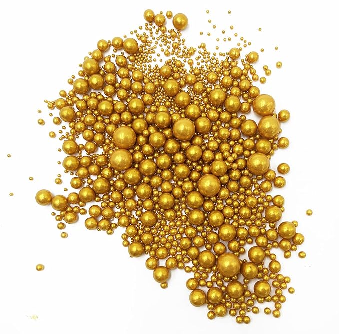 Edible Pearl Sugar Sprinkles Gold Candy 120g/ 4.2oz Baking Edible Cake Decorations Cupcake Toppers Cookie Decorating Ice Cream Toppings Celebrations Shaker Jar Wedding Shower Party Chirstmas Supplies