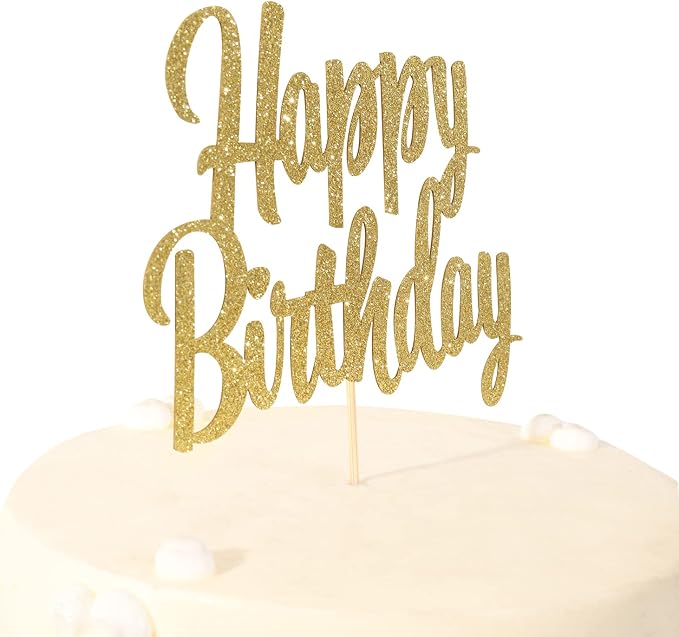 Happy Birthday cake topper - 1/10/13/15/16th gold cake topper, 1st/21st birthday party cake Happy Birthdays,30/40/50/60/70/80/90/100th happy birthday cake topper