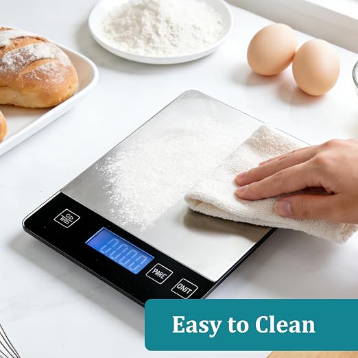 Digital Kitchen Scale, 33lb High Capacity Food Scale with Rechargeable Battery, 304 Stainless Steel Platform for Weight, Meal Prep, Baking