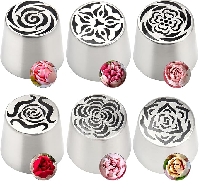 Russian Piping Tip, Extra Large Russian Piping Flower Nozzles, Flower Tips for Cake Decorating for Cake Decorating Icing, Cream Bouquet DIY Cookies, Desserts Baking Tools (1, A)