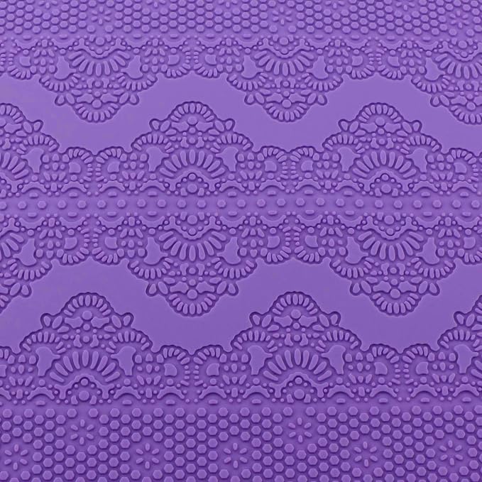 Beasea Fondant Lace Mold, Silicone Lace Mould for Cake Decorating Molds Silicone Shapes Border Decoration, Fondant Impression Mat Purple for Chocolate Sugar Sugarcraft Candy Cupcake Baking Embossing