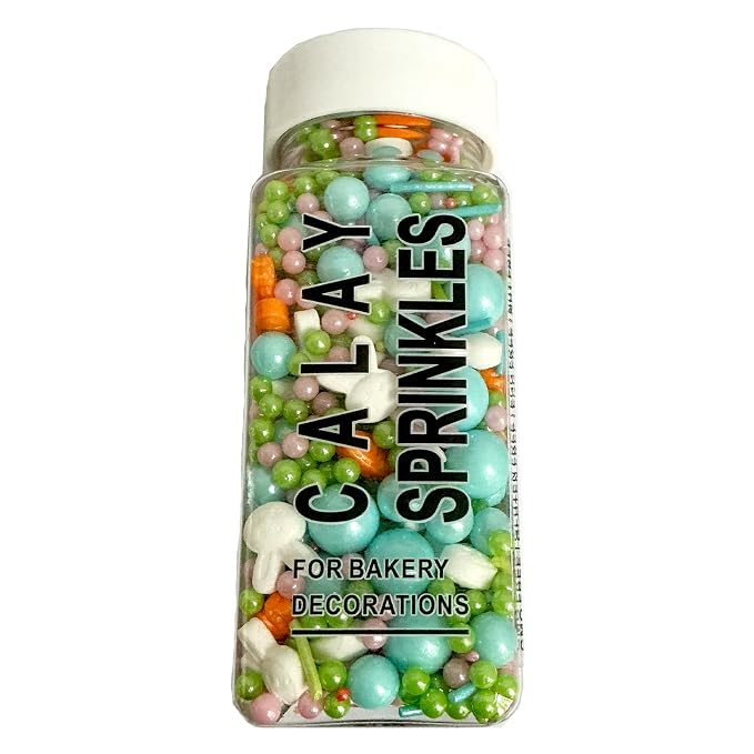 Easter Sprinkles for Cake Decorating Edible Pastel Bunny Carrot and Pearl Sprinkles Cake Cookie Cupcake and Cake Topper Decorations