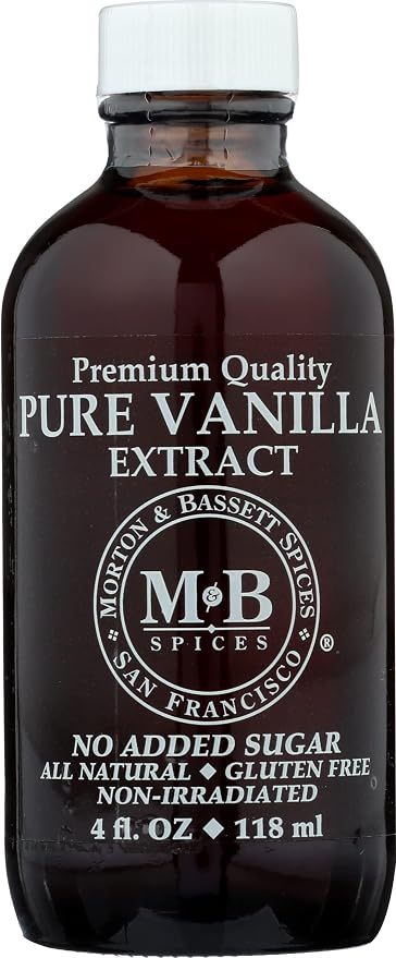 Morton & Bassett Pure Vanilla Extract Sugar Free, Paleo Friendly, Gluten Free, Kosher Certified, 4 Ounce (Pack of 3)