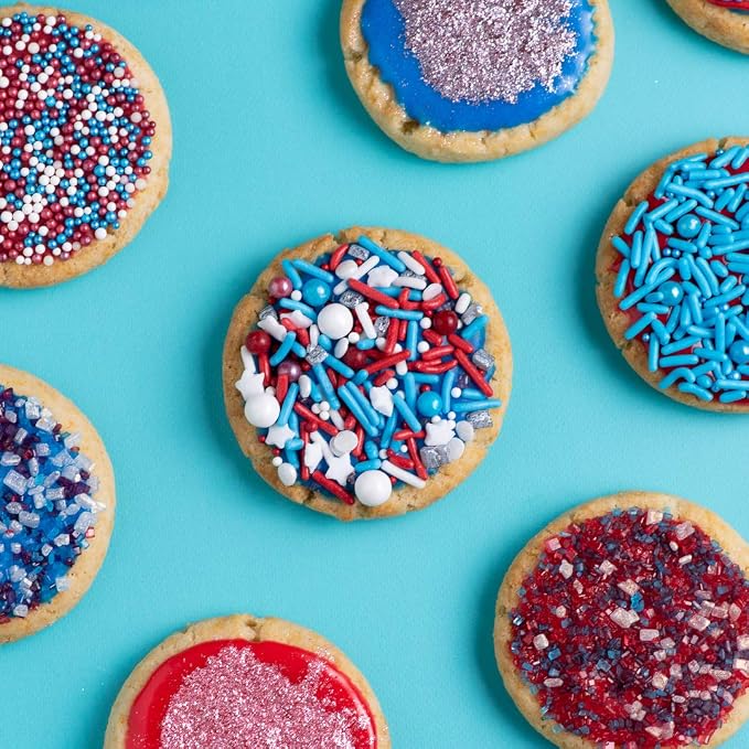 Sweets Indeed 4th of July Sprinkle Mix – Red White and Blue Patriotic Sprinkles for Baking & Decorating Cupcakes, Cookies, Cakes & Desserts – Memorial Day, Labor Day & Summer Party Topping – 4 ounces