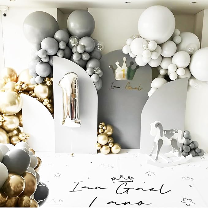 Voircoloria 90pack Gray Balloons Different Size 18/12/10/5 Inch Pastel Grey Balloon Garland Arch Kit for Graduation, Wedding, Birthday, Gender Reveal, Baby Shower, Bridal Shower Decorations