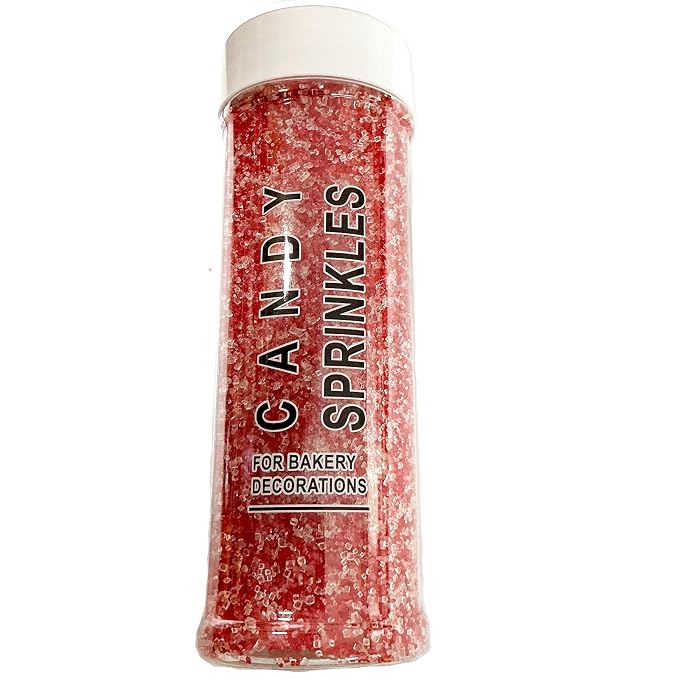 Edible Valentine Themed Sanding Sugar Sprinkles 142g/ 5.01oz Red White Sanding Sugar for Baking and Decorating Topping Cake Cookie Cupcake Topper Ice Cream Supplies