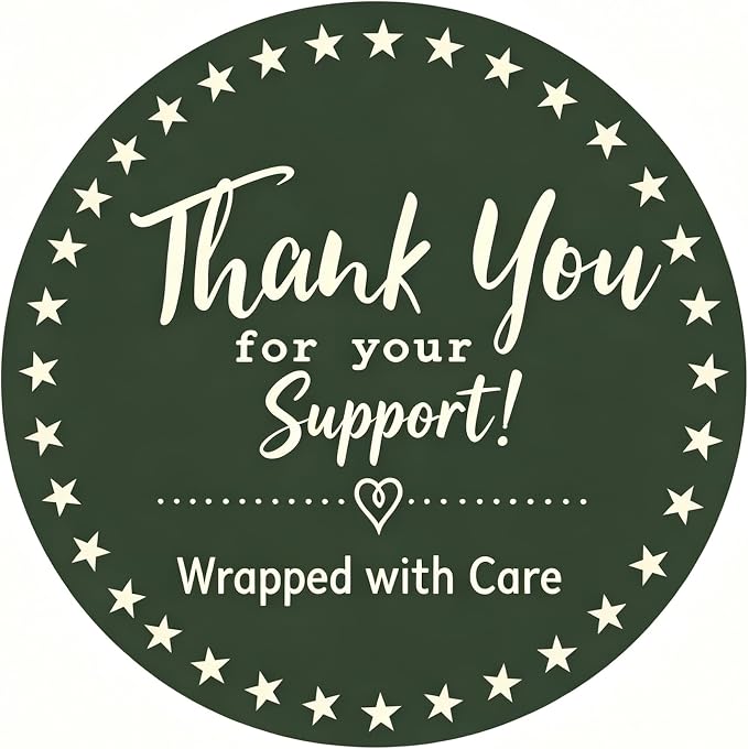 500Pcs Thank You Stickers, 1.5 Inch Thank You for Supporting My Small Business Stickers, Packaging Labels Neutral Color for Bakery Bags, Gift Wrap and Small Business Supplies (Dark Green)
