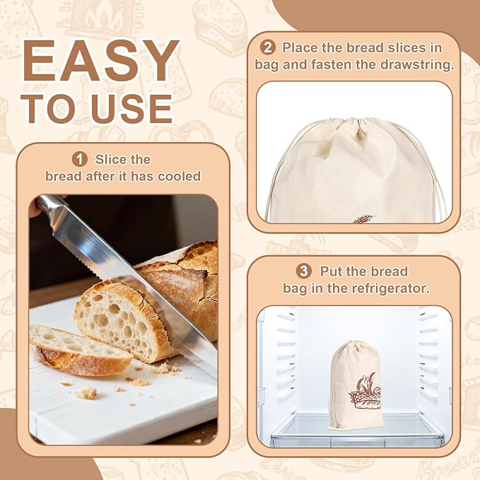 2pack Drawstring Beeswax Bread Bag Reusable Sourdough Bread Bags Linen Bread Bags for Homemade Bread Large Fresh Keeping Loaf Baguette Storage Bags 17 x 12 in
