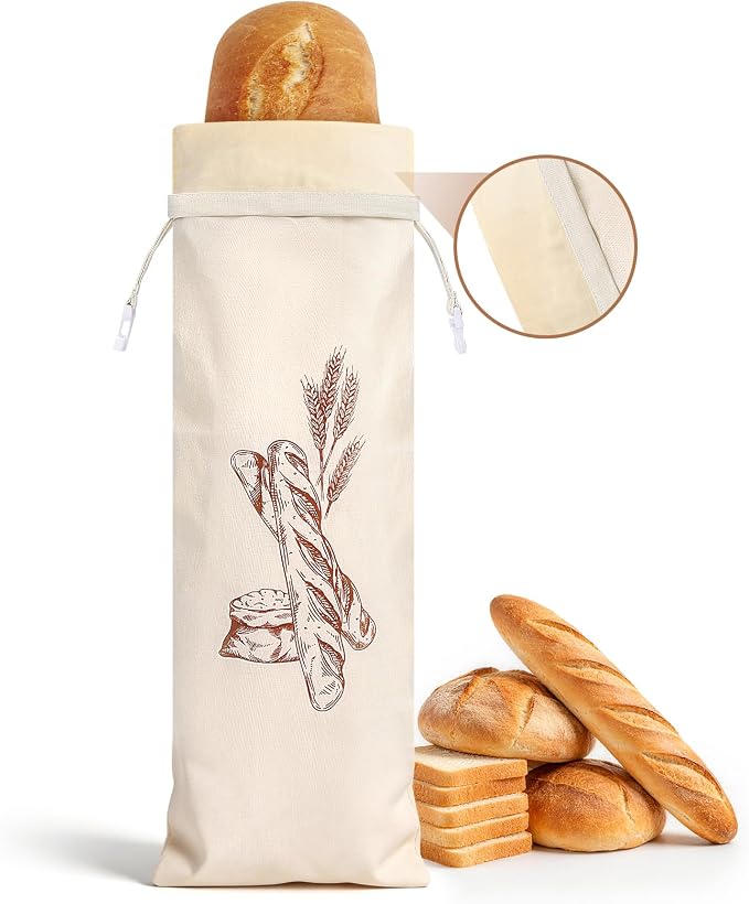 1pack French Baguette Bread Bags for Homemade Bread Beeswax Bread Bag Baking Loaf Storage Bags 27.5 x 7.8 in
