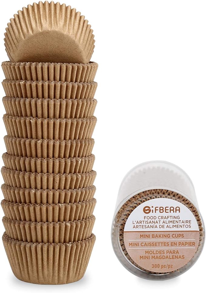 Gifbera Odorless Parchment Mini Cupcake Muffin Liners - Greaseproof Natural Paper Baking Cups, 300-Count