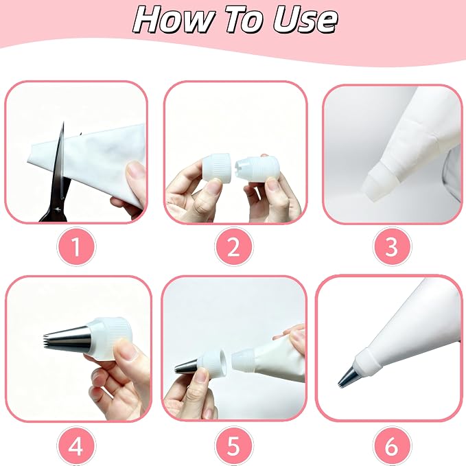 14-Piece Reusable Piping Bags and Tips Set- Cotton Baking Kit with Coupler, Stainless Steel Nozzles,Silicone Cable Ties& Cleaner for Cakes/Cupcakes/Cookies Decorating