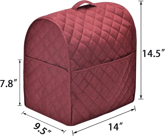 Stand Mixer Cover compatible with Kitchenaid Mixer, Fits All Tilt Head & Bowl Lift Models with 3 Organizer Bag for Accessories. (Dark Red, For Tilt Head 4.5-5 Quart)