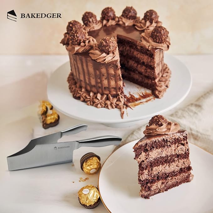 Cake knife slicer and cutter server stainless steel serving knife for Birthday party Wedding and all the Events Pie slicer Pastries Divider Desserts Lever, Patent Pending