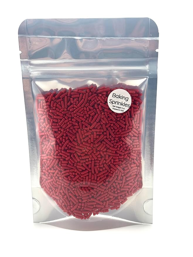Red Sprinkles 4oz pack for Baking Cakes, Cupcakes, Cookie Decorations, Ice Cream and Donut Toppings Edible Decorating Baking Supplies (Red)