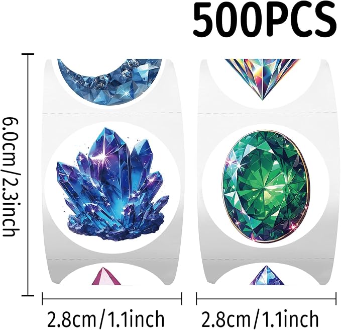 Diamond Stickers,500pcs Self-Adhesive Iridescent Gem Crystal Stickers Cute Moon Star Heart Jewel Stickers for Crafts Scrapbooking Reward Party Favors