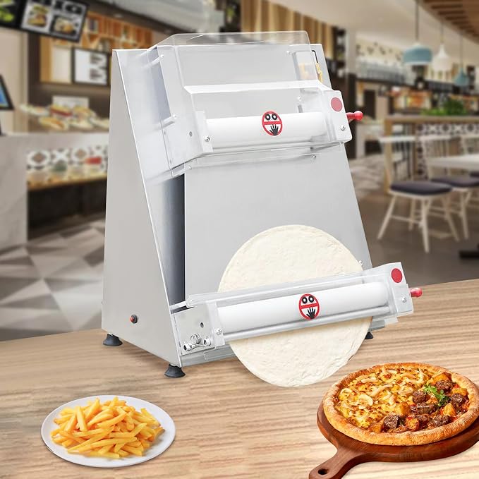Pizza Dough Roller Sheeter, 4-16In 110V Commercial Electric Sheeter Automatic Pastry Making Machine Food Preparation Equipment for Bakeries, Pizza Shops, Restaurants