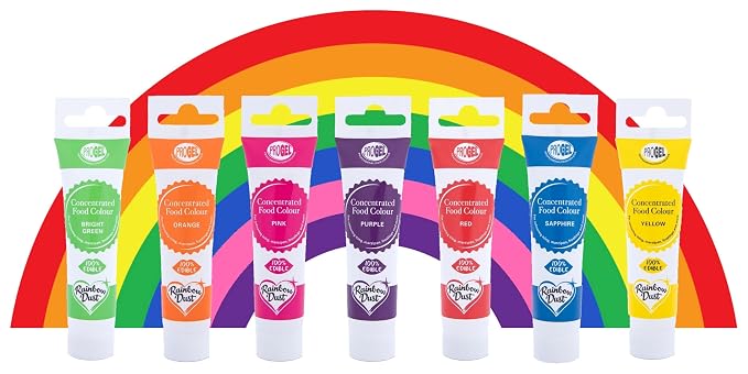 RAINBOW Dust ProGel Icing Colour Paste Gel Food Colouring Sugarcraft Set - 7 PK