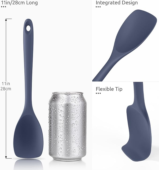 U-Taste 600ºF High Heat 11.38in Silicone Large Spatula and 600ºF Heat Resistat Spatula Spoon Flexible Silicone Cooking Scoop Spoonula (Midnight Blue)