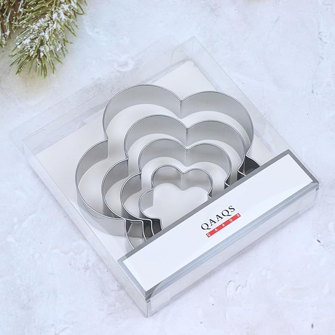 Plum Blossom Flower Cookie Cutter Set - 5 Inch, 4 Inch, 3 Inch, 2 Inch - Five Petal Scalloped Edge Spring Flower Cookie Cutters